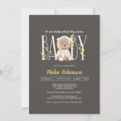We kunnen wachten. Teddy Bear Baby shower Invita Kaart (Voorkant)