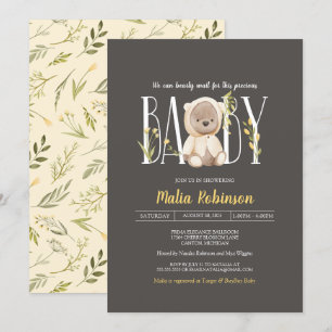 We kunnen wachten. Teddy Bear Baby shower Invita Kaart