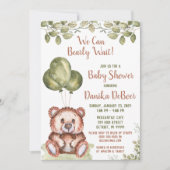 We kunnen wachten. Teddy Bear Baby shower Kaart (Voorkant)