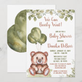 We kunnen wachten. Teddy Bear Baby shower Kaart (Voorkant / Achterkant)