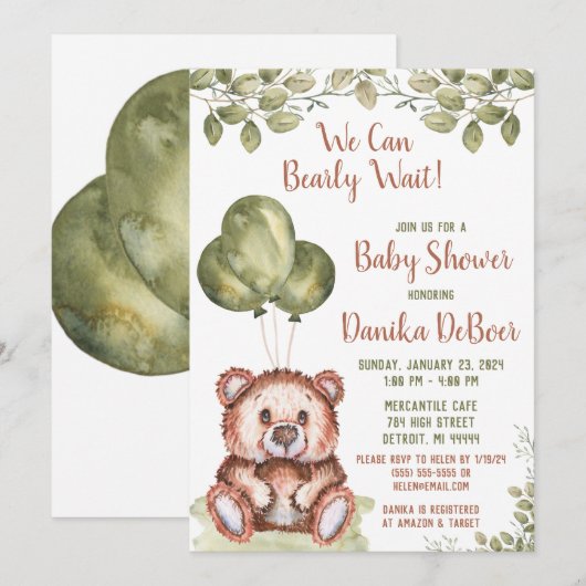 We kunnen wachten. Teddy Bear Baby shower Kaart (Voorkant / Achterkant)