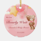 We kunnen wachten. Teddy Bear Baby shower Keramisch Ornament (Voorkant)