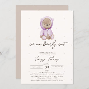 We kunnen wachten, Teddy Bear Baby shower Paars Kaart