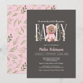 We kunnen wachten. Teddy Bear Girl Baby shower Kaart