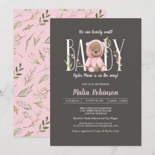 We kunnen wachten. Teddy Bear Pink Baby shower Kaart