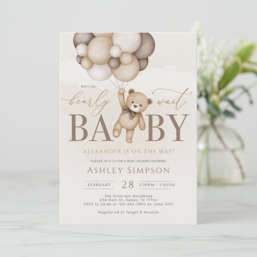 We kunnen wachten tot Baby shower is uitgenodigd Kaart (Staand voorkant)
