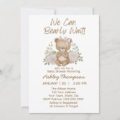 We kunnen wachten tot Girl Baby shower Invitation Kaart (Voorkant)