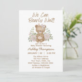 We kunnen wachten tot Girl Baby shower Invitation Kaart (Staand voorkant)