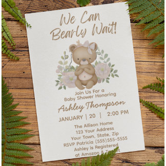 We kunnen wachten tot Girl Baby shower Invitation Kaart
