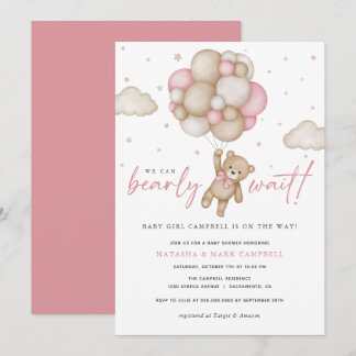 We kunnen wachten tot Girl Baby shower Invitation Kaart