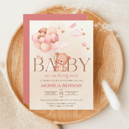 We kunnen wachten tot Girl Pink Beige Baby shower Kaart