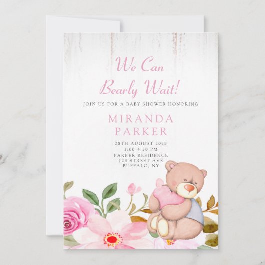 We kunnen wachten tot het Baby shower van een meis Kaart (Voorkant)