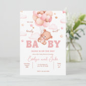 We kunnen wachten tot het Baby shower van Pink Ted Kaart (Staand voorkant)