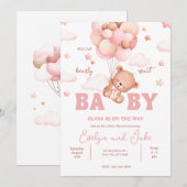 We kunnen wachten tot het Baby shower van Pink Ted Kaart (Voorkant / Achterkant)