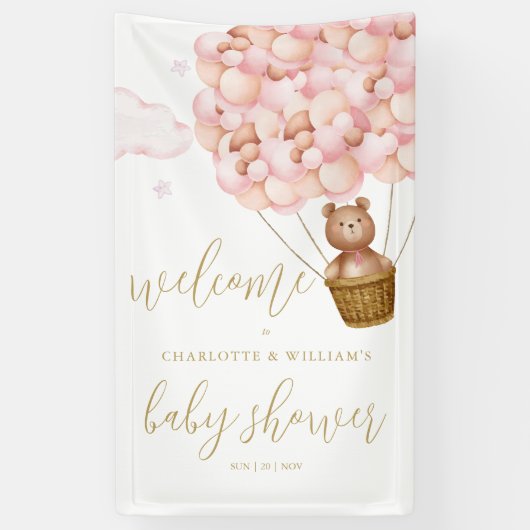 We kunnen wachten tot het roze meisje Baby shower  Spandoek (Verticaal)