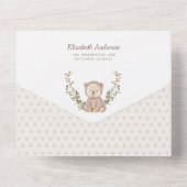 We kunnen wachten tot Teddy Bear Baby shower All In One Uitnodiging (Achterkant)