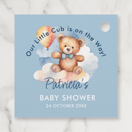 We kunnen wachten tot Teddy Bear Baby shower Bedankjes Labels (Achterkant)