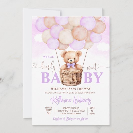 We kunnen wachten tot Teddy Bear Baby shower Kaart (Voorkant)