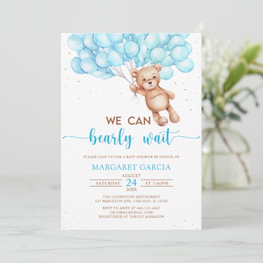 We kunnen wachten tot Teddy Bear Baby shower Kaart (Staand voorkant)