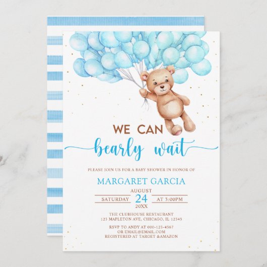 We kunnen wachten tot Teddy Bear Baby shower Kaart (Voorkant / Achterkant)