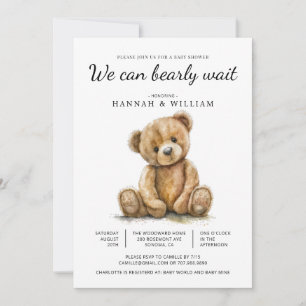 We kunnen wachten tot Teddy Bear Baby shower Kaart