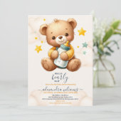 We kunnen wachten tot Teddy Bear Baby shower Kaart (Staand voorkant)