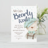 We kunnen wachten tot Teddy Bear Baby shower Kaart (Staand voorkant)