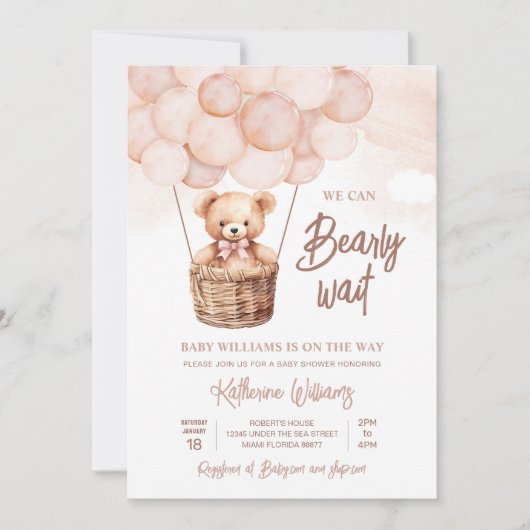 We kunnen wachten tot Teddy Bear Baby shower Kaart (Voorkant)