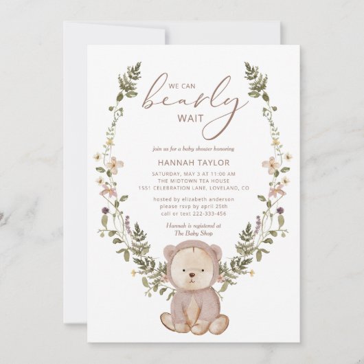 We kunnen wachten tot Teddy Bear Baby shower Kaart (Voorkant)