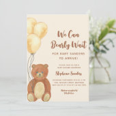 We kunnen wachten tot Teddy Bear Baby shower Kaart (Staand voorkant)