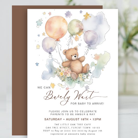 We kunnen wachten tot Teddy Bear Baby shower Kaart