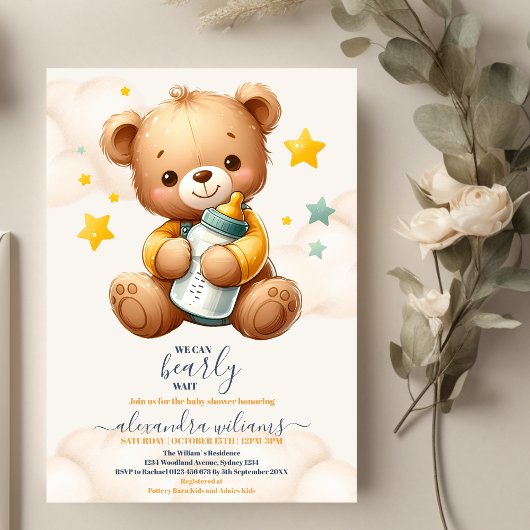 We kunnen wachten tot Teddy Bear Baby shower Kaart