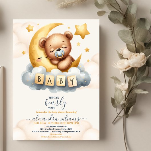 We kunnen wachten tot Teddy Bear Baby shower Kaart