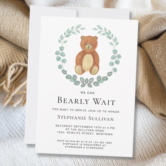 We kunnen wachten tot Teddy Bear Baby shower Kaart