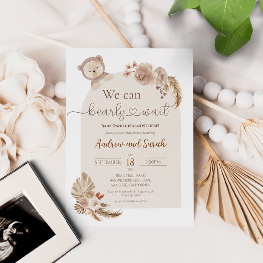 We kunnen wachten tot Teddy Bear Baby shower Kaart