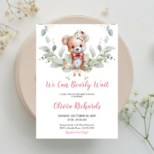 We kunnen wachten tot Teddy Bear Baby shower Kaart