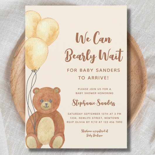 We kunnen wachten tot Teddy Bear Baby shower Kaart