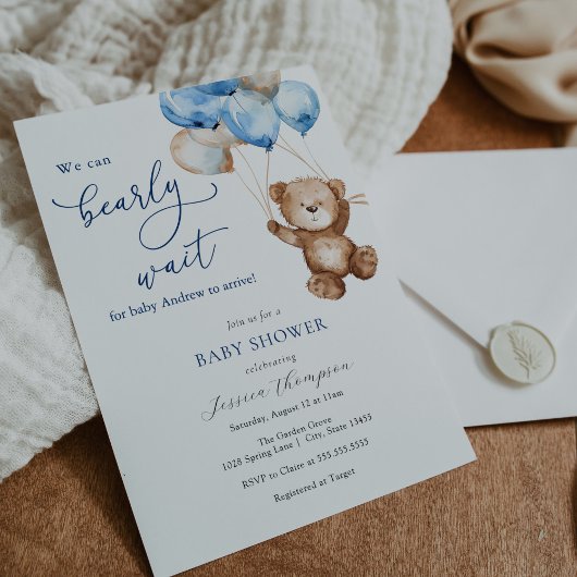 We kunnen wachten tot Teddy Bear Baby shower Kaart