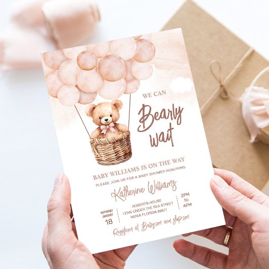 We kunnen wachten tot Teddy Bear Baby shower Kaart