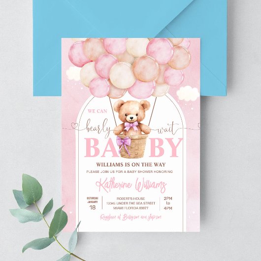 We kunnen wachten tot Teddy Bear Baby shower Kaart