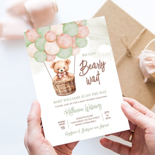 We kunnen wachten tot Teddy Bear Baby shower Kaart