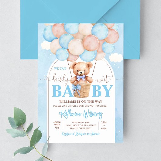 We kunnen wachten tot Teddy Bear Baby shower Kaart