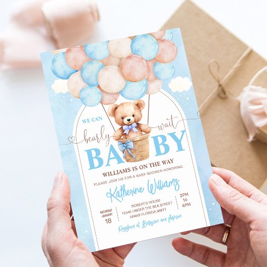 We kunnen wachten tot Teddy Bear Baby shower Kaart