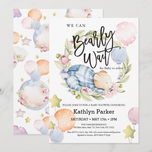 We kunnen wachten tot Teddy Bear Baby shower Kaart (Voorkant / Achterkant)