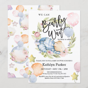 We kunnen wachten tot Teddy Bear Baby shower Kaart