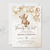 We kunnen wachten tot Teddy Bear Baby shower Kaart (Voorkant)