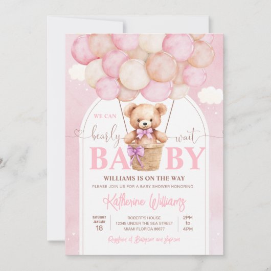 We kunnen wachten tot Teddy Bear Baby shower Kaart (Voorkant)