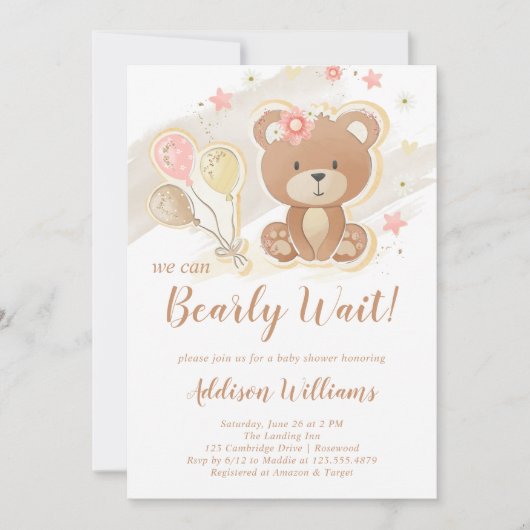 We kunnen wachten tot Teddy Bear Baby shower Kaart (Voorkant)