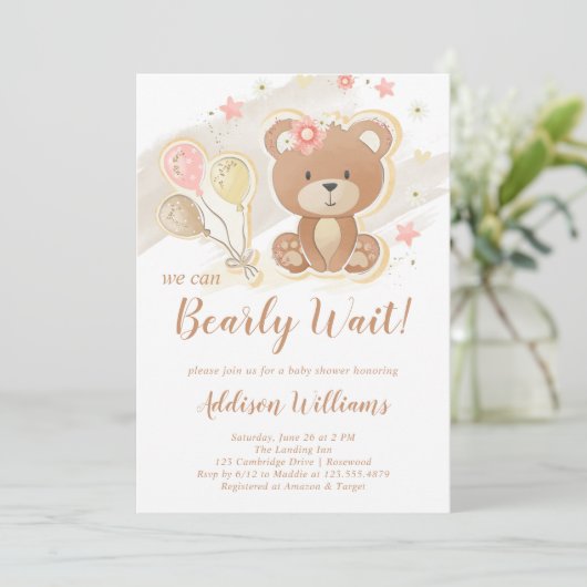 We kunnen wachten tot Teddy Bear Baby shower Kaart (Staand voorkant)