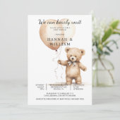 We kunnen wachten tot Teddy Bear Baby shower Kaart (Staand voorkant)
